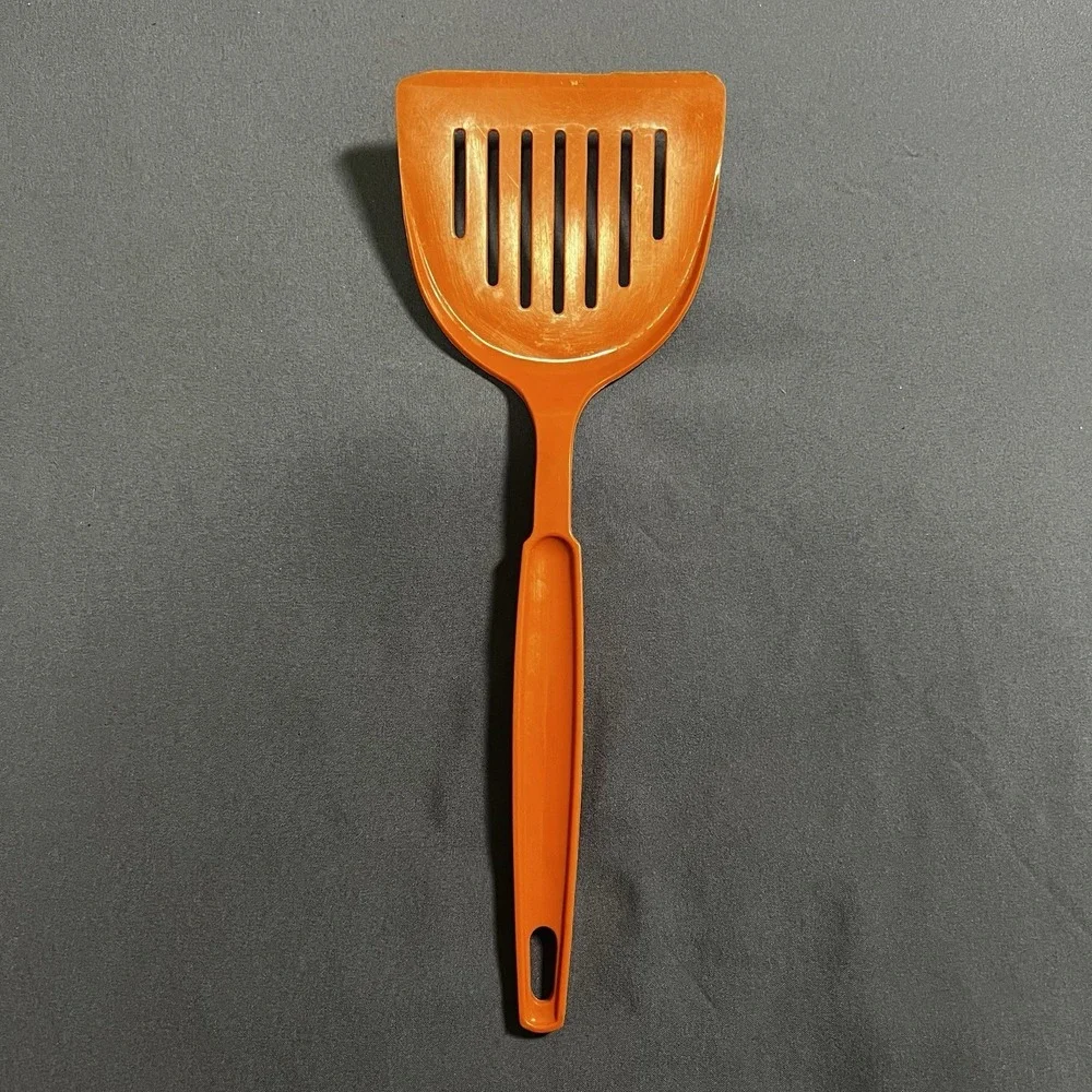 Vintage Ekco USA Nylon Plastic Wide Slotted Spatula Orange Kitchen‎ Utensil RARE